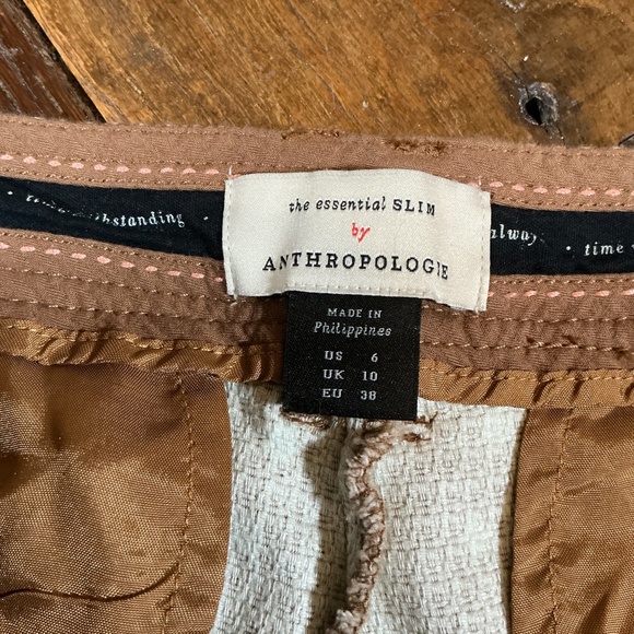 Anthropologie The Essential Slim Polka Dot Pants Brown White Size 6 - Picture 8 of 11
